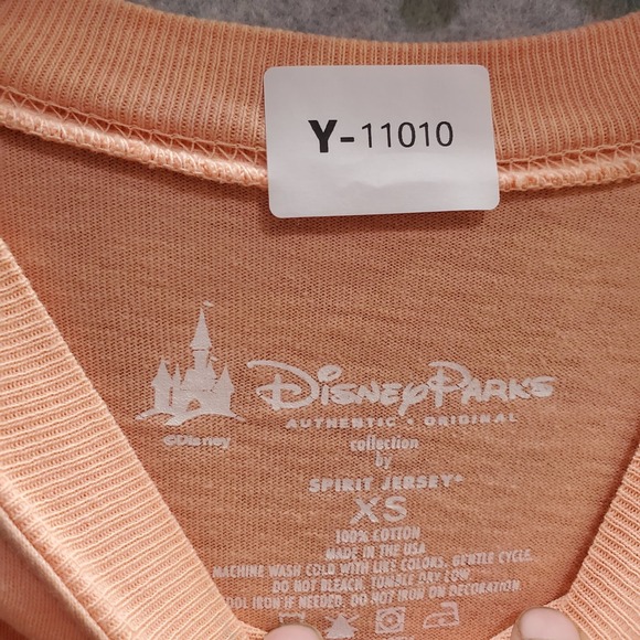Disney Parks Women Top XS Orange Shirt Jersey Spirit Disneyland Resort Glitter - Picture 7 of 8